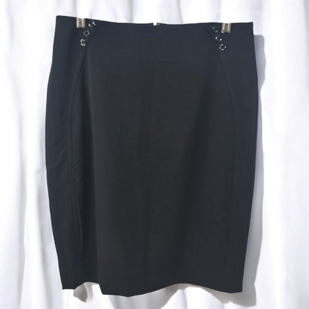 White House Black Market Pencil‎ Skirt Studded Woman 10 Black Preppy Career Work